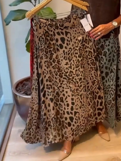 🔥Summer Arrivals🌟Cozy Linen And Cotton Leopard Print Skirt.