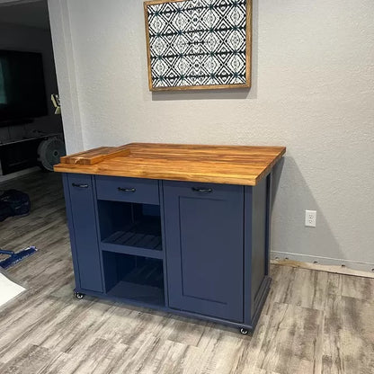 Kitchen Island, Butcher Block Kitchen Island w/Option for Seating, Food Prep, Spice Rack "Berdel"🔥Free Shipping🔥