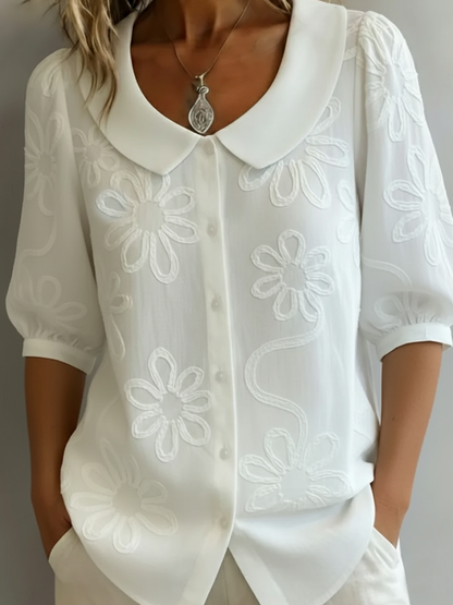 🔥Summer Arrivals🌟Vintage Peter Pan Collar Embroidered Floral Shirt