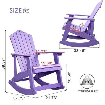 Ovios  Rocking Adirondack Chair 2-Piece Waterproof Plastic Frame