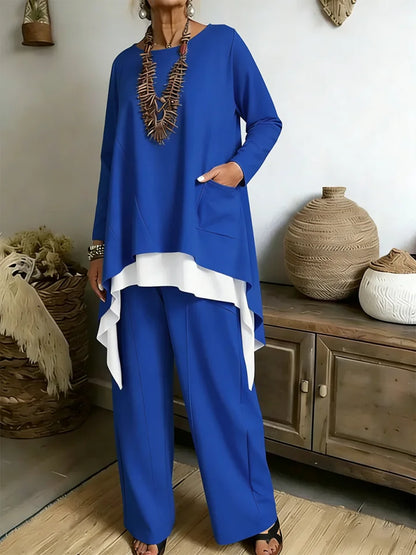 🔥Summer Arrivals🌟Women's Casual Asymmetrical Hem Cotton Top And Pants Two-piece Set(Buy2 Free shipping)