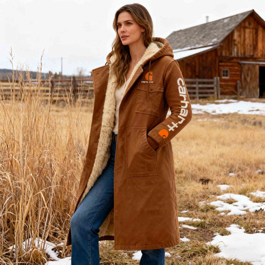 🔥𝗖𝗹𝗲𝗮𝗿𝗮𝗻𝗰𝗲 𝗦𝗮𝗹𝗲🌟Women's Vintage Brown Workwear Fleece Pocket Long Hooded Coat