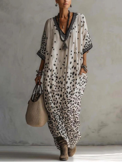 🔥Summer Arrivals🌟Elegant Leopard Print V-neck Dress
