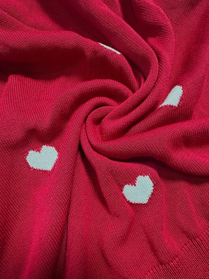 🔥Summer Arrivals🌟Women's Valentine's Day Heart Jacquard V-neck Long-sleeved Knit Sweater