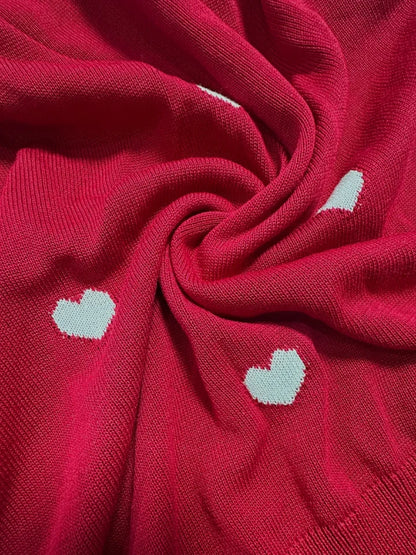 🔥Summer Arrivals🌟Women's Valentine's Day Heart Jacquard V-neck Long-sleeved Knit Sweater