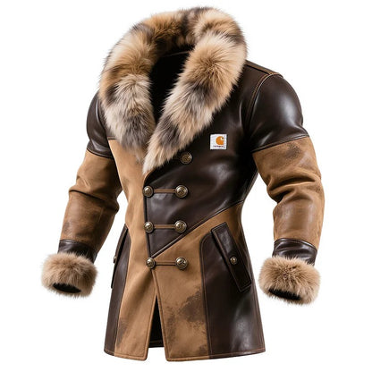 🔥𝗖𝗹𝗲𝗮𝗿𝗮𝗻𝗰𝗲 𝗦𝗮𝗹𝗲🌟Winter Warmth: Brown Leather Jacket with Fur Trim
