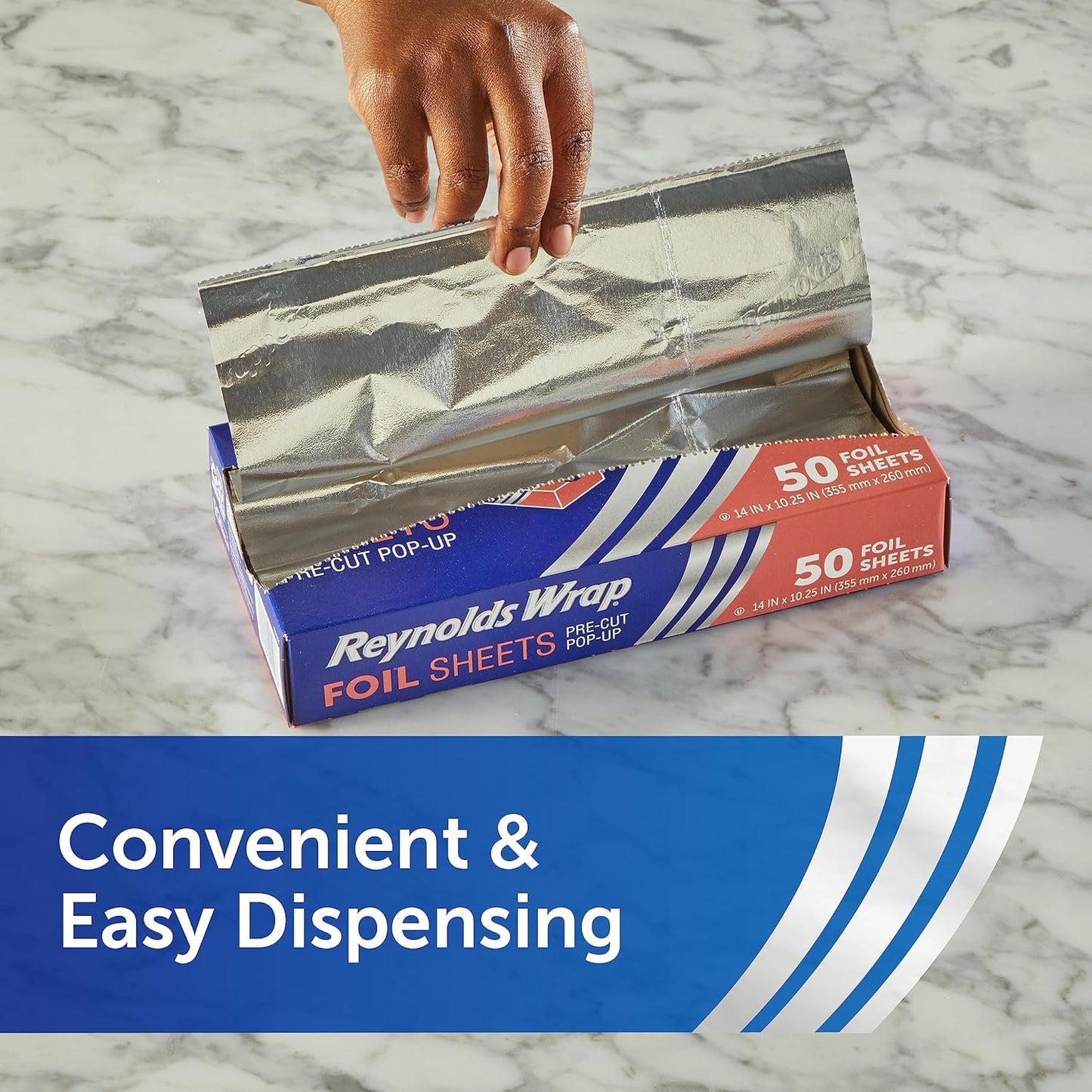 Reynolds Wrap Pre-Cut Pop-Up Aluminum Foil Sheets, 14 x 10.25 Inches, 50 Sheets (Pack of 5), 250 Total