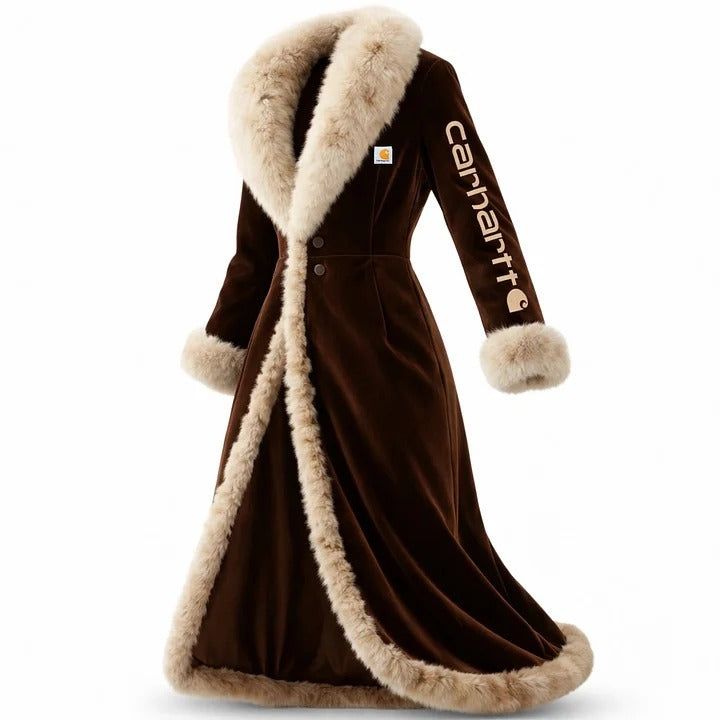 🔥𝗖𝗹𝗲𝗮𝗿𝗮𝗻𝗰𝗲 𝗦𝗮𝗹𝗲🌟Luxurious Faux Fur Trimmed Long Coat with Elegant Design