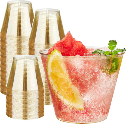 RACETOP 200 Pack 9 oz Clear Plastic Cups for Party, Disposable Clear Cup, Disposable Cups, Wine Glasses Cups, Plastic Cocktail Glasses