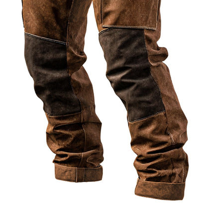 🔥𝗖𝗹𝗲𝗮𝗿𝗮𝗻𝗰𝗲 𝗦𝗮𝗹𝗲🌟Men's Vintage Brown Suede Contrast Work Pants With Reinforced Knees