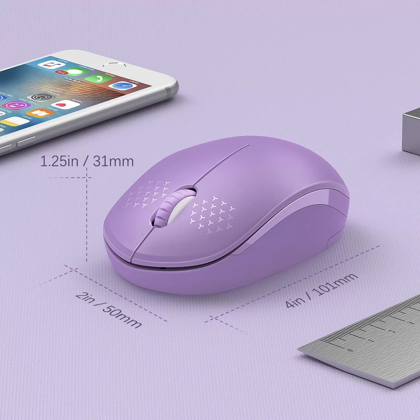 seenda Wireless Mouse, 2.4G Noiseless Mouse with USB Receiver - Portable Computer Mice for PC, Tablet, Laptop with Windows System - Mint Green