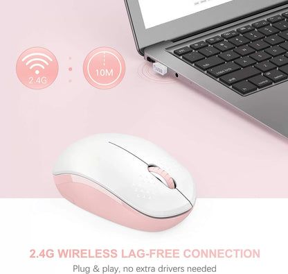seenda Wireless Mouse, 2.4G Noiseless Mouse with USB Receiver - Portable Computer Mice for PC, Tablet, Laptop with Windows System - Mint Green