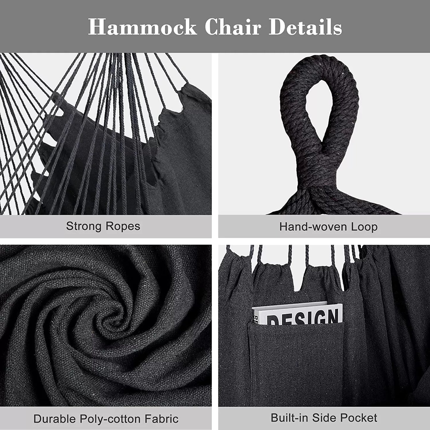 55 Inch Extra Large Double Hammock with Stand, 475lbs Capacity, Outdoor Portable Hammock with Hardwood Spreader Bar, Extra Large Pillow