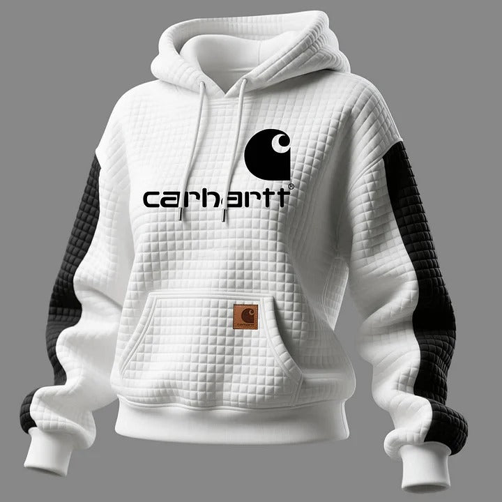 🔥𝗖𝗹𝗲𝗮𝗿𝗮𝗻𝗰𝗲 𝗦𝗮𝗹𝗲🌟Women's Vintage White And Black Waffle Quilted Plaid Pocket Hoodie