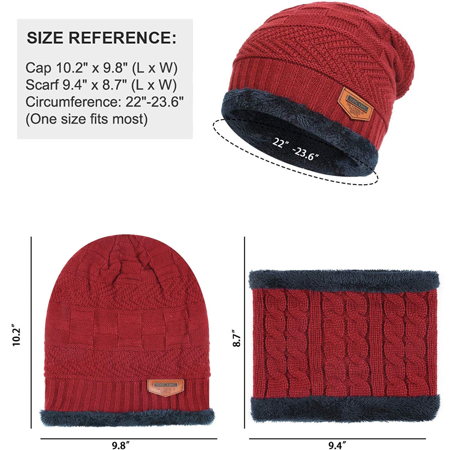 🔥𝗖𝗹𝗲𝗮𝗿𝗮𝗻𝗰𝗲 𝗦𝗮𝗹𝗲🌟Mens Womens Winter Beanie Hat Scarf Set Warm Knit Hat Thick Fleece Lined Winter Cap