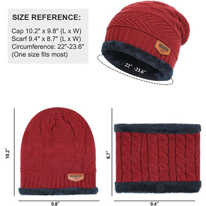 🔥𝗖𝗹𝗲𝗮𝗿𝗮𝗻𝗰𝗲 𝗦𝗮𝗹𝗲🌟Mens Womens Winter Beanie Hat Scarf Set Warm Knit Hat Thick Fleece Lined Winter Cap
