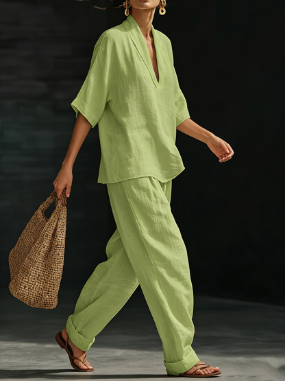 🔥Summer Arrivals🌟Casual And Cozy Minimalist Linen Two-piece Set