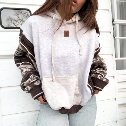 🔥𝗖𝗹𝗲𝗮𝗿𝗮𝗻𝗰𝗲 𝗦𝗮𝗹𝗲🌟Women's Casual Patchwork Knit Sleeve Hooded Sweatshirt