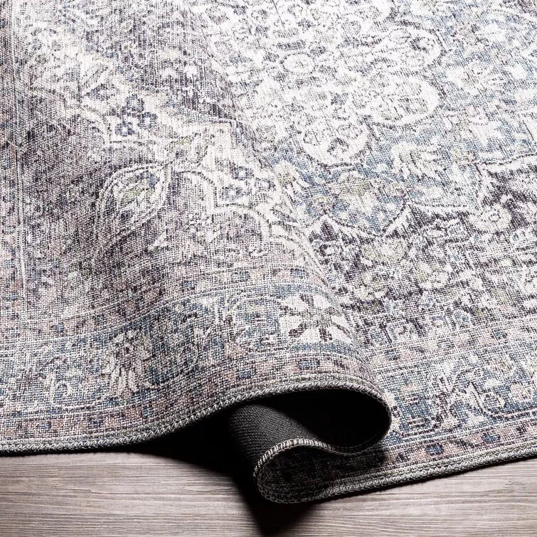 Bria Machine Washable Oriental Dusty Sage/Olive Area Rug