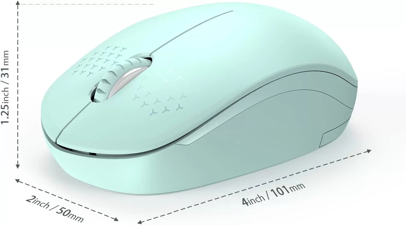seenda Wireless Mouse, 2.4G Noiseless Mouse with USB Receiver - Portable Computer Mice for PC, Tablet, Laptop with Windows System - Mint Green