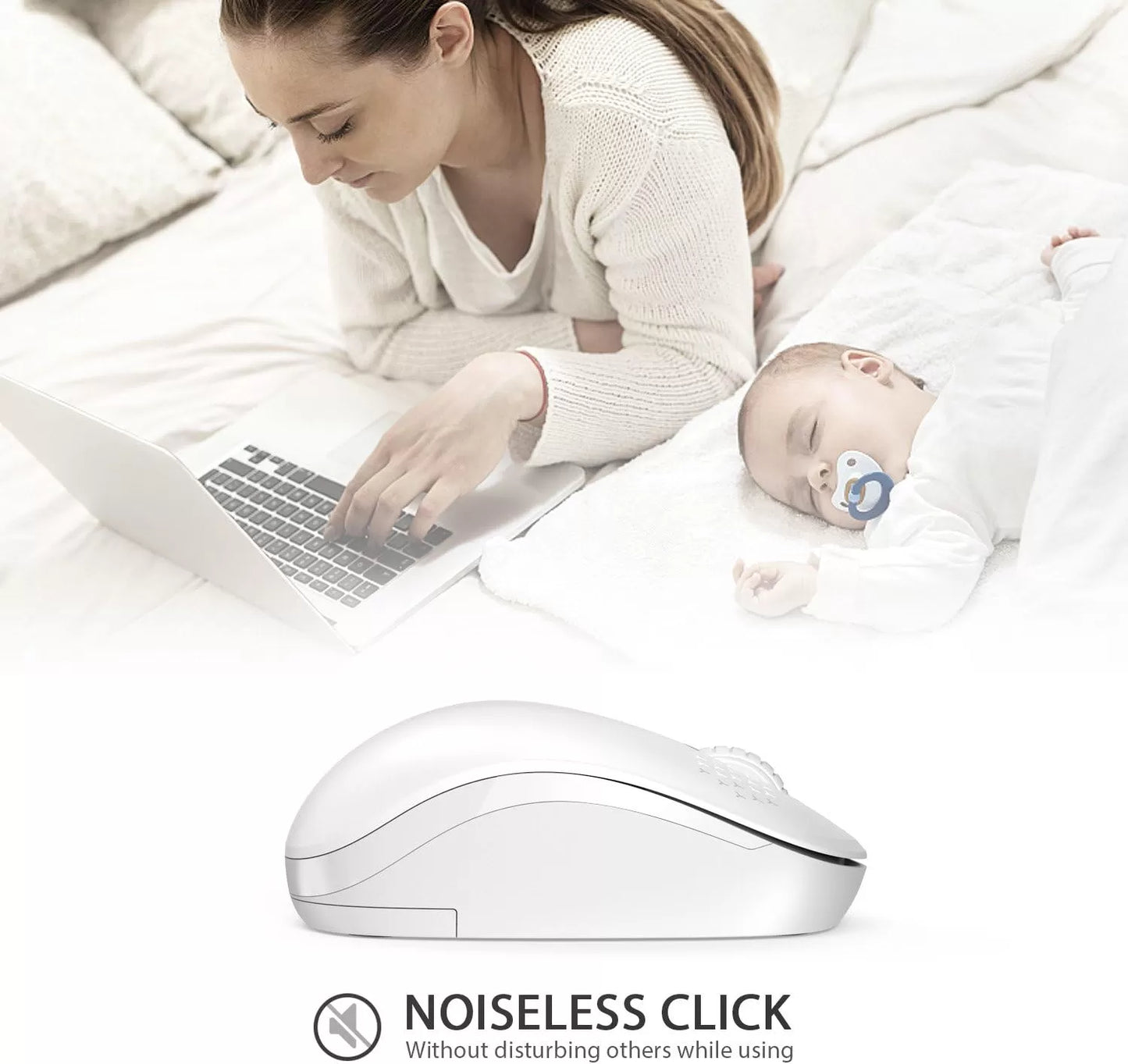 seenda Wireless Mouse, 2.4G Noiseless Mouse with USB Receiver - Portable Computer Mice for PC, Tablet, Laptop with Windows System - Mint Green