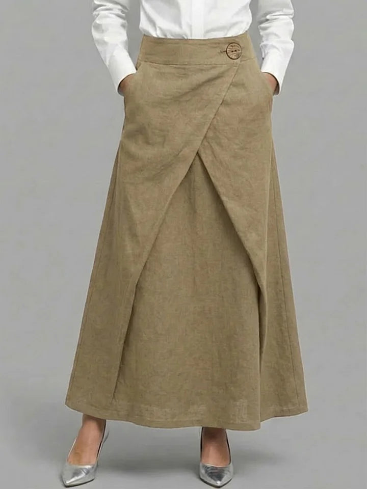 🔥Summer Arrivals🌟Women's Elastic Waist Casual Loose Cotton And Linen Midi Skirt