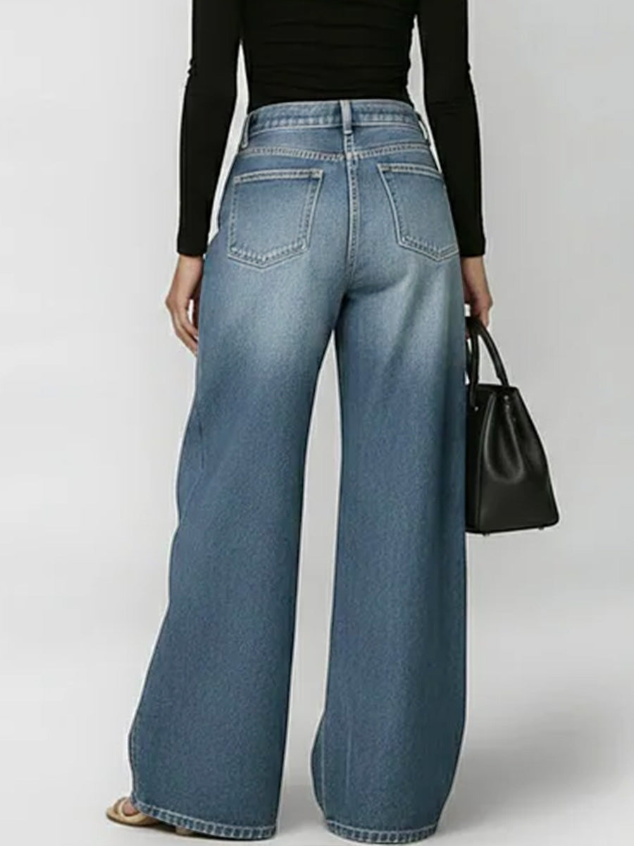 🔥Summer Arrivals🌟Women's New High-waisted Casual Loose Wide-leg Jeans