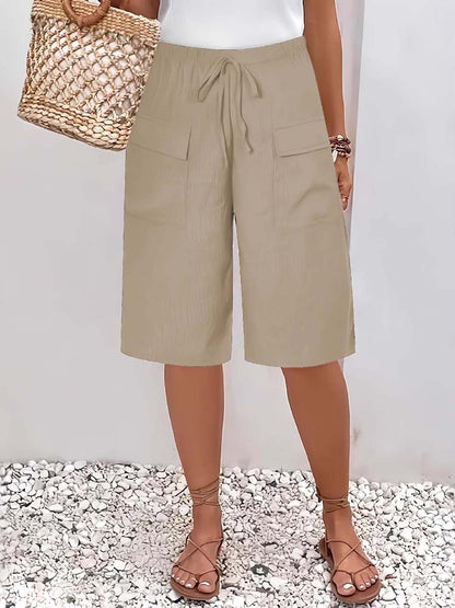 🔥Summer Arrivals🌟Women's Solid Color Casual Loose Stylish Pockets Shorts