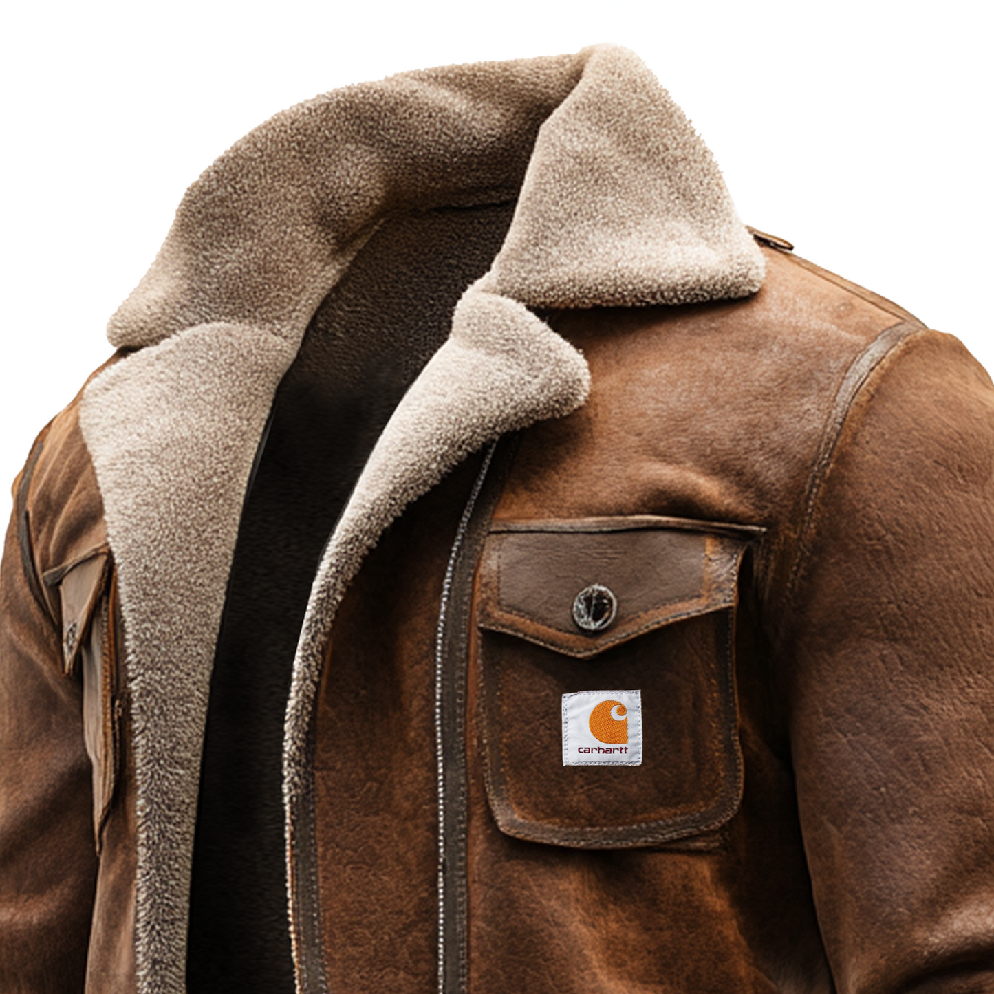 🔥𝗖𝗹𝗲𝗮𝗿𝗮𝗻𝗰𝗲 𝗦𝗮𝗹𝗲🌟Men's Vintage Brown Suede Leather Sherpa Lining Jacket