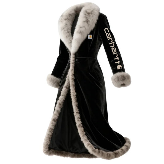 🔥𝗖𝗹𝗲𝗮𝗿𝗮𝗻𝗰𝗲 𝗦𝗮𝗹𝗲🌟Luxurious Faux Fur Trimmed Long Coat with Elegant Design