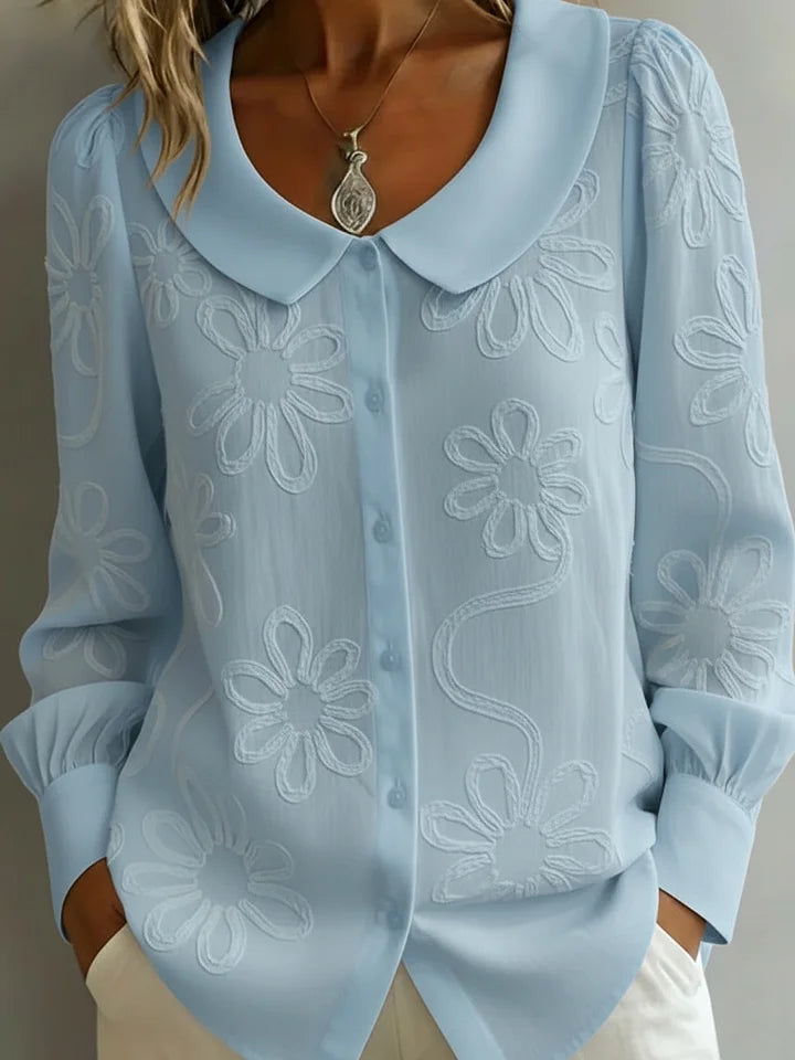 🔥Summer Arrivals🌟Vintage Peter Pan Collar Embroidered Floral Shirt