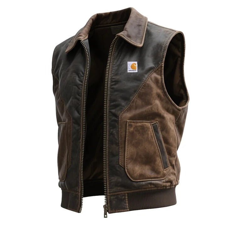 🔥𝗖𝗹𝗲𝗮𝗿𝗮𝗻𝗰𝗲 𝗦𝗮𝗹𝗲🌟Carhartt Men's Vintage Leather Outdoor Vest