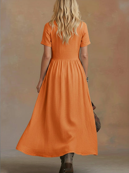 🔥Summer Arrivals🌟Comfortable Linen And Cotton Tie-waist Dress