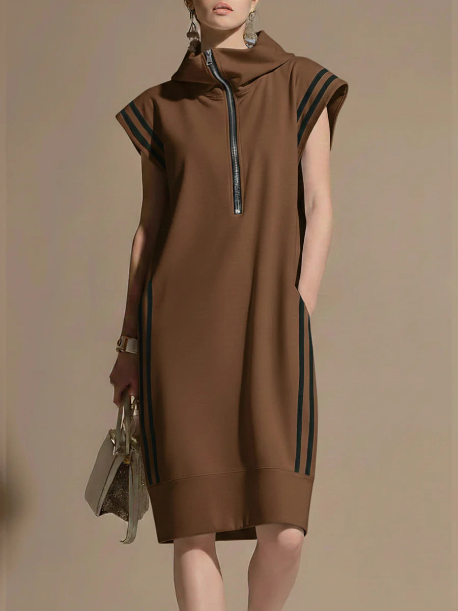 🔥Summer Arrivals🌟Women's Casual Patchwork Striped Hooded Dress