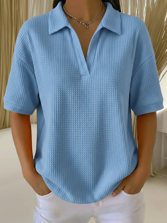 🔥Summer Arrivals🌟Casual Waffle-knit Short-sleeved Cotton Top