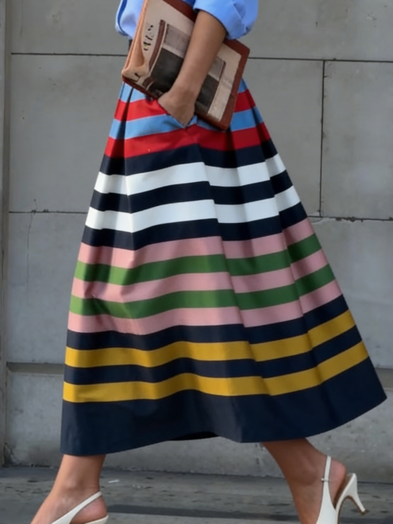 🔥Summer Arrivals🌟Artistic Colorful Striped Print Pleated Skirt