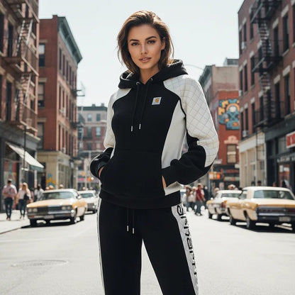 🔥𝗖𝗹𝗲𝗮𝗿𝗮𝗻𝗰𝗲 𝗦𝗮𝗹𝗲🌟Ladies' Black And White Diamond-pattern Patchwork Suit