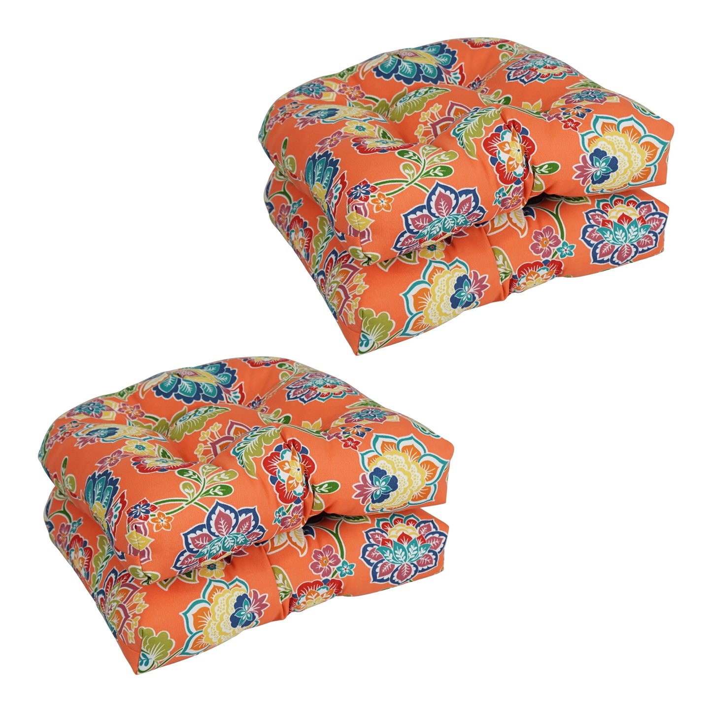 19-inch Rounded Back Indoor/Outdoor Chair Cushions (Set of 4) - 19" x 19"