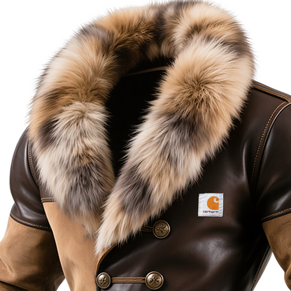 🔥𝗖𝗹𝗲𝗮𝗿𝗮𝗻𝗰𝗲 𝗦𝗮𝗹𝗲🌟Winter Warmth: Brown Leather Jacket with Fur Trim