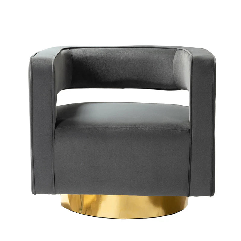 Agata Velvet Swivel Barrel Armchair