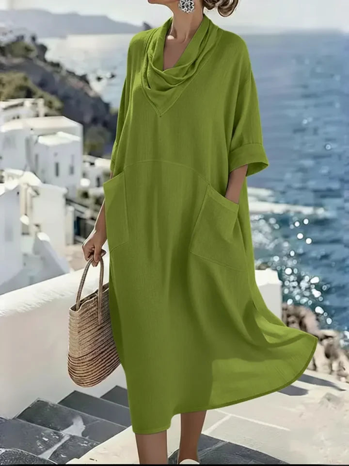🔥Summer Arrivals🌟Women's Linen And Cotton Pocket Dress