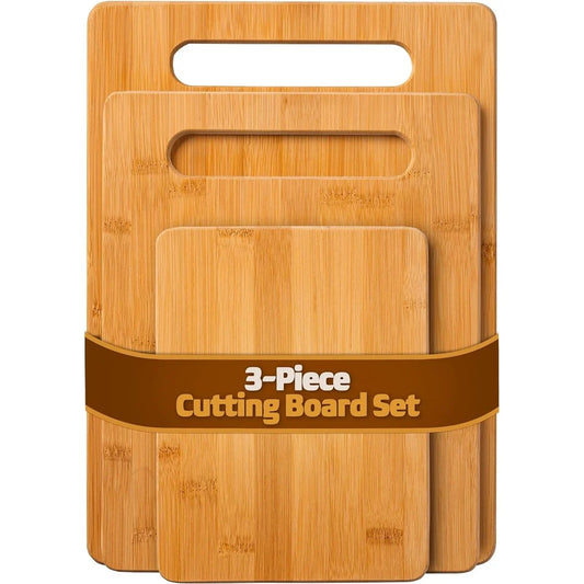 Bamboo Cutting Board Set - Wooden cutting board, Assorted Sizes of Bamboo Wood Cutting Boards & Chopping Board for Kitchen