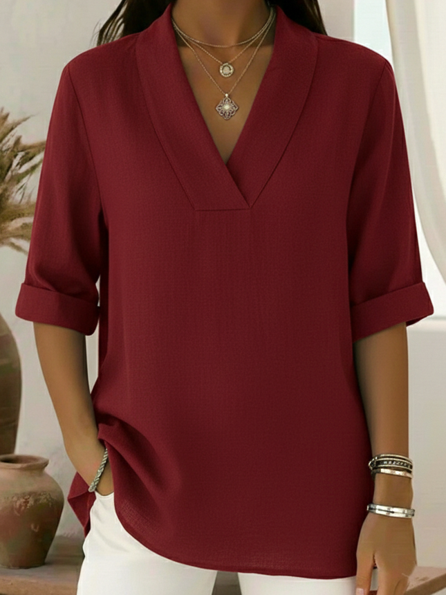 🔥Summer Arrivals🌟Vintage Elegant Shawl Collar Linen Short-sleeved Shirt