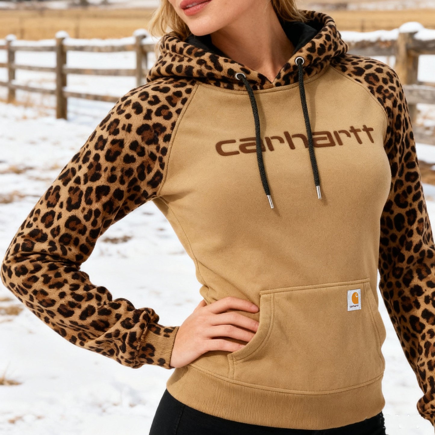 🔥𝗖𝗹𝗲𝗮𝗿𝗮𝗻𝗰𝗲 𝗦𝗮𝗹𝗲🌟Women's Contrast Leopard Sleeve Hooded