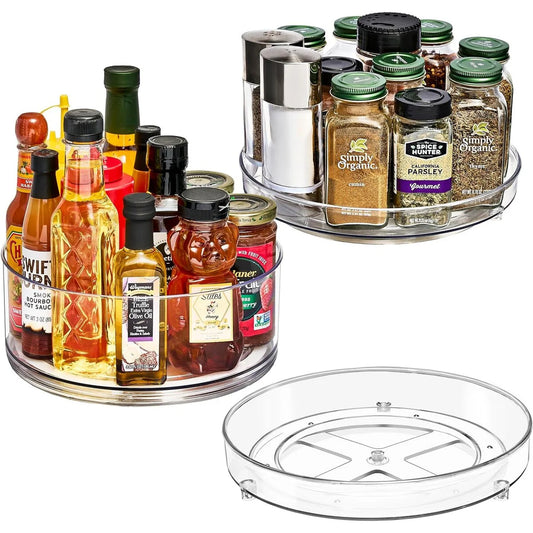 Sorbus Lazy Susan Organizer Rotating Set for Refrigerator Turntable Fridge Pantry Cabinet Table Makeup - Set of 3
