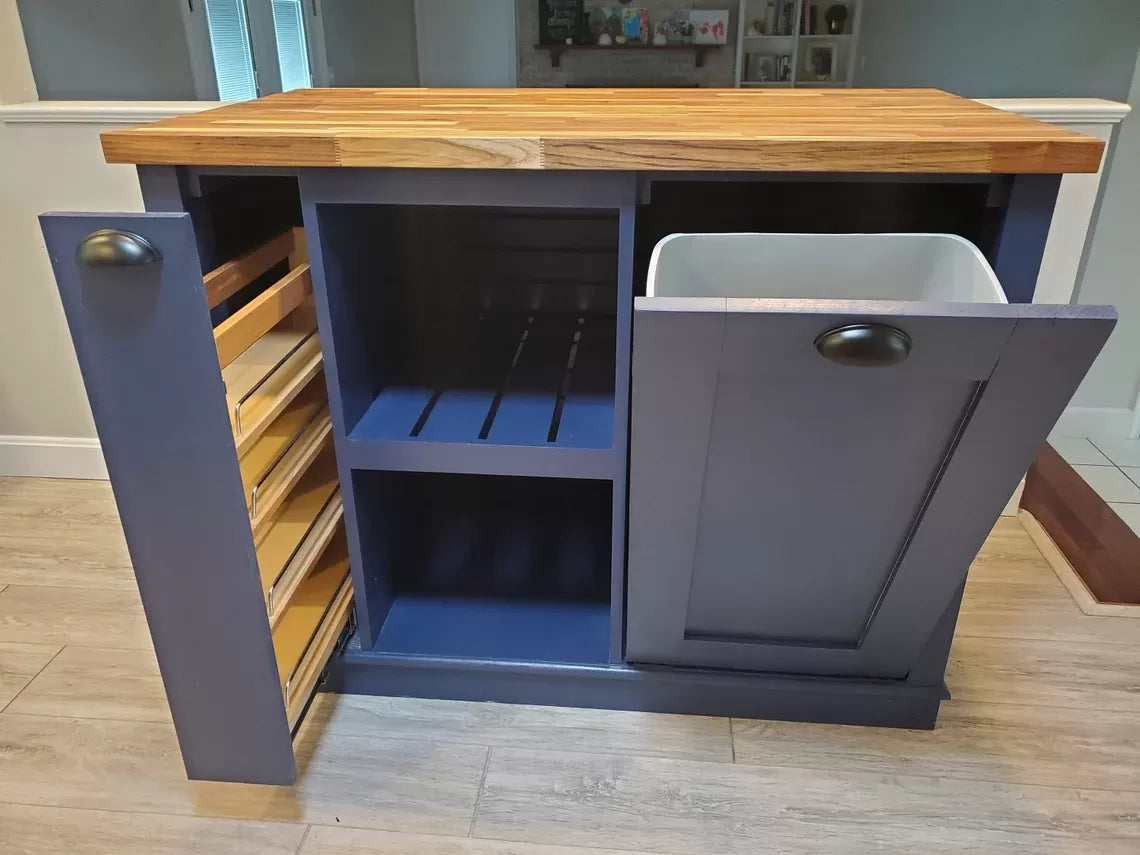 Kitchen Island, Butcher Block Kitchen Island w/Option for Seating, Food Prep, Spice Rack "Berdel"🔥Free Shipping🔥