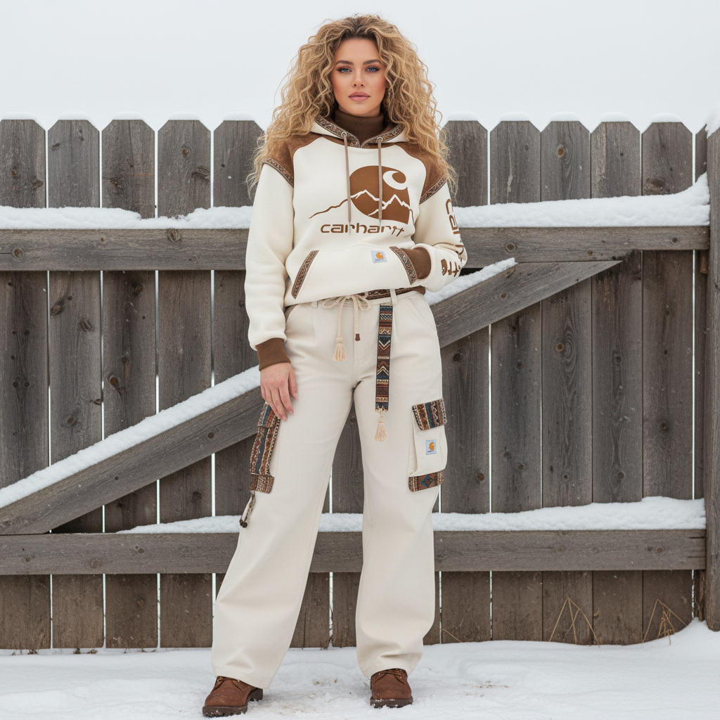 🔥𝗖𝗹𝗲𝗮𝗿𝗮𝗻𝗰𝗲 𝗦𝗮𝗹𝗲🌟Women's Retro Ethnic Style Stand Collar Hooded Sweatshirt set