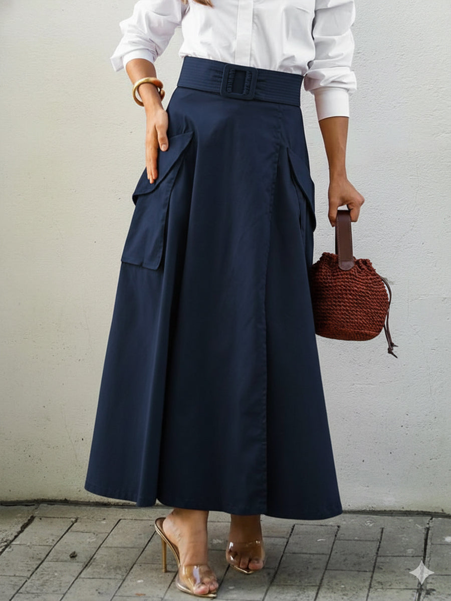 🔥Summer Arrivals🌟Comfortable Pocket Linen And Cotton A-line Skirt
