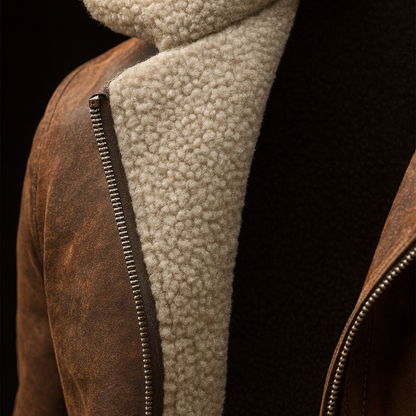 🔥𝗖𝗹𝗲𝗮𝗿𝗮𝗻𝗰𝗲 𝗦𝗮𝗹𝗲🌟Men's Vintage Brown Suede Leather Sherpa Lining Jacket