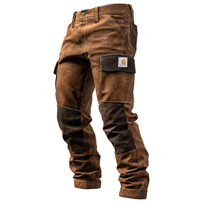 🔥𝗖𝗹𝗲𝗮𝗿𝗮𝗻𝗰𝗲 𝗦𝗮𝗹𝗲🌟Men's Vintage Brown Suede Contrast Work Pants With Reinforced Knees